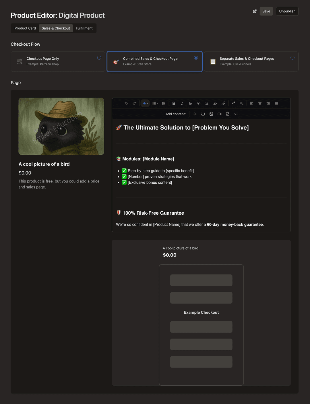 Example checkout